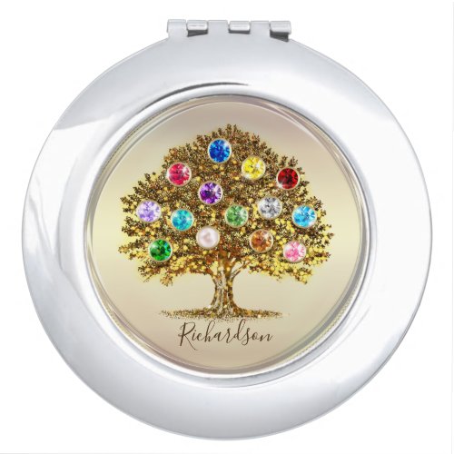 Birthstone Family Tree keepsake Mothers day gift Compact Mirror