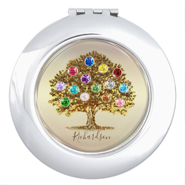 Birthstone Family Tree keepsake, Mothers day gift Compact Mirror (Front)