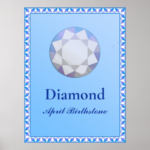Birthstone Illustration for April _ Diamond    Poster