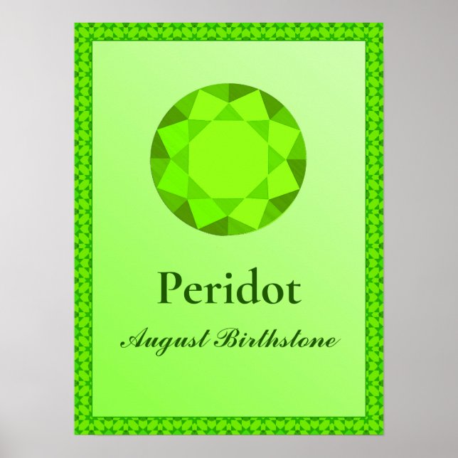 Birthstone Illustration for August- Peridot Poster (Front)