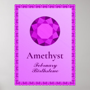 Birthstone Illustration for February - Amethyst Poster