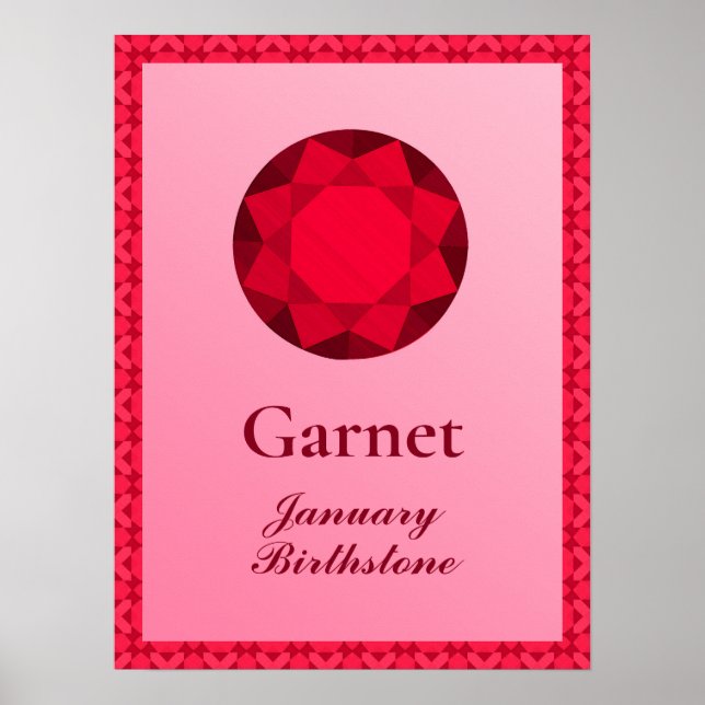 Birthstone Illustration for January - Garnet   Poster (Front)