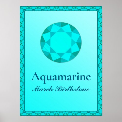 Birthstone Illustration for March_ Aquamarine Post Poster