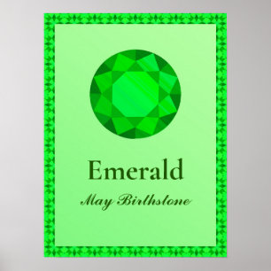 Birthstone Illustration for May - Emerald Poster