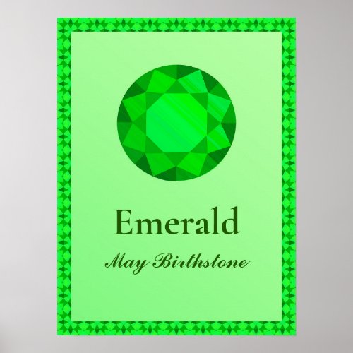 Birthstone Illustration for May _ Emerald   Poster