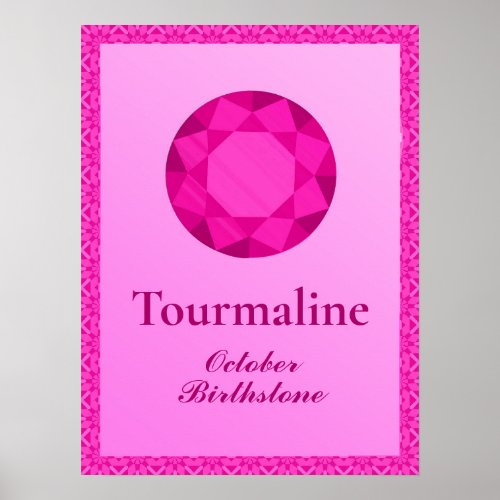 Birthstone Illustration for October _ Tourmaline Poster