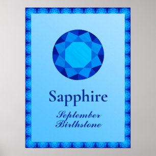 Birthstone Illustration for September - Sapphire Poster