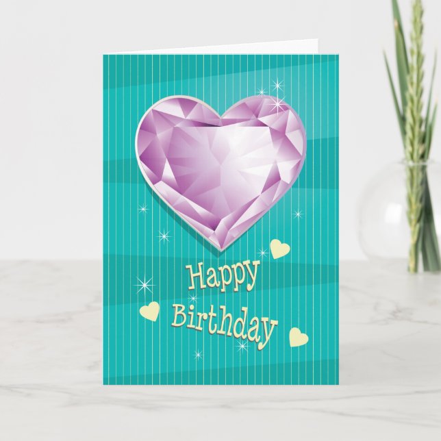 Birthstone June Purple Alexandrite Heart Birthday Card (Front)