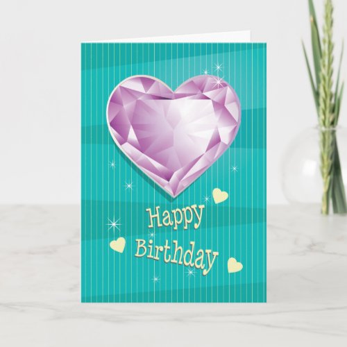 Birthstone June Purple Alexandrite Heart Birthday Card