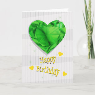 Birthstone May Green Emerald Heart Birthday Card
