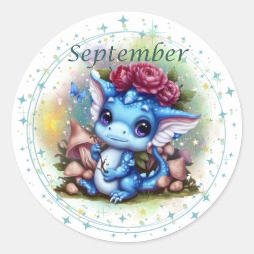 Birthstone September Sapphire Dragon Sticker