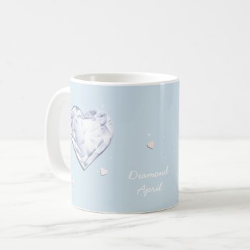Birthstones April Diamond Cool Blue Heart Coffee Mug by AMayeZeen at Zazzle