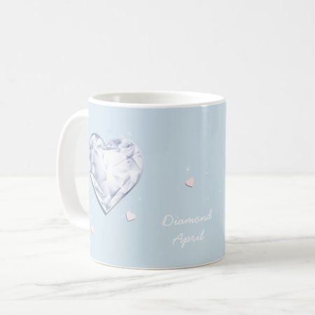 Birthstones April Diamond Cool Blue Heart Coffee Mug