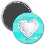 Birthstones April Diamond Cool Blue Heart Magnet at Zazzle