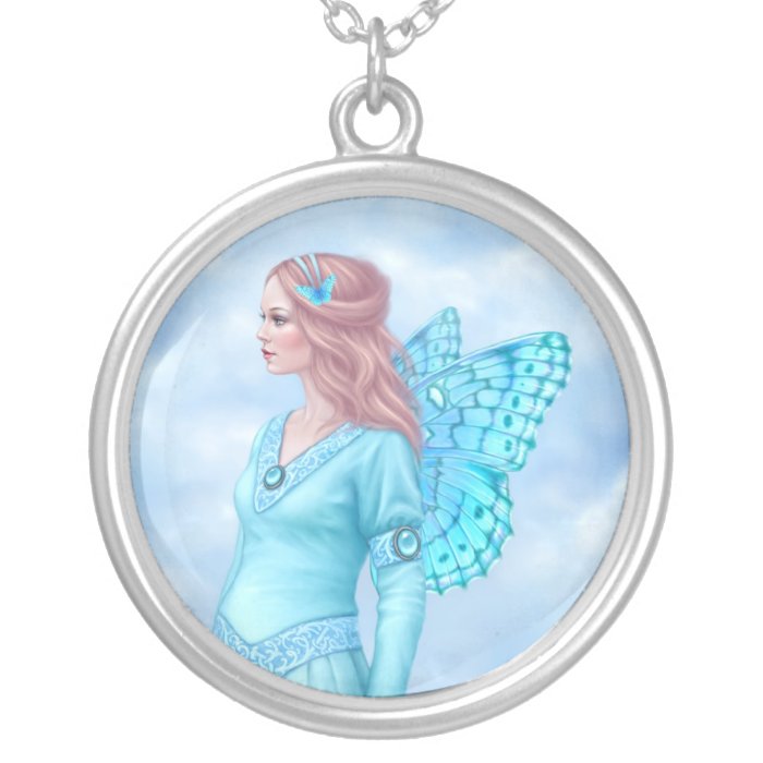 Birthstones   Aquamarine Fairy Cameo Necklace