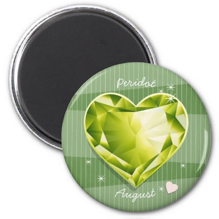 Birthstones August Peridot Olive Green Heart Magnet