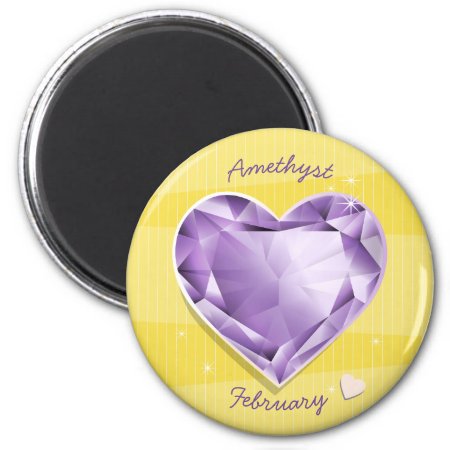 Birthstones February Amethyst Purple/lilac Heart Magnet