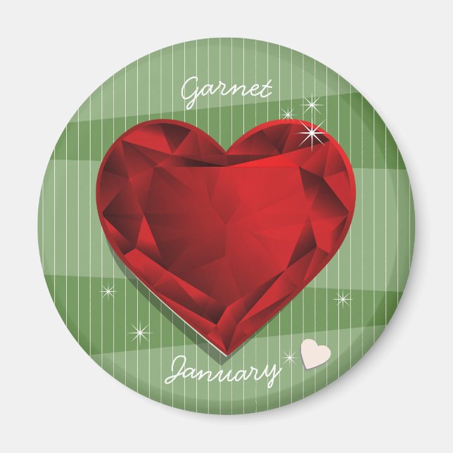 Birthstones January Garnet Red Heart Magnet (Front)