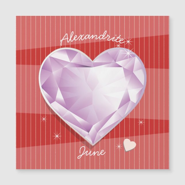 Birthstones June Alexandrite Pink Purple Heart Mag (Front)