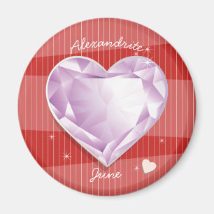Birthstones June Alexandrite Pink Purple Heart Magnet