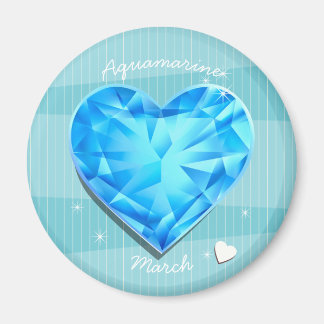 Birthstones March Aquamarine blue Heart Magnet