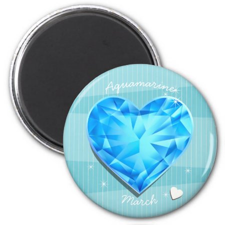 Birthstones March Aquamarine Blue Heart Magnet
