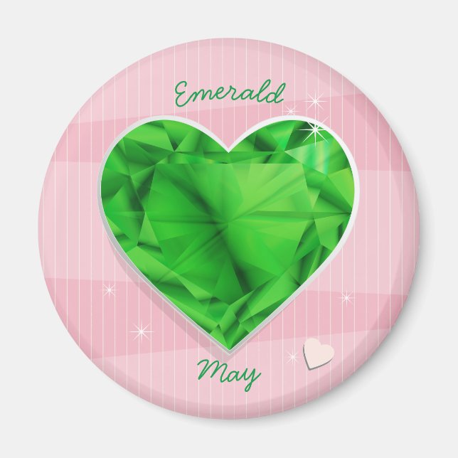Birthstones May Emerald Green Heart Magnet (Front)