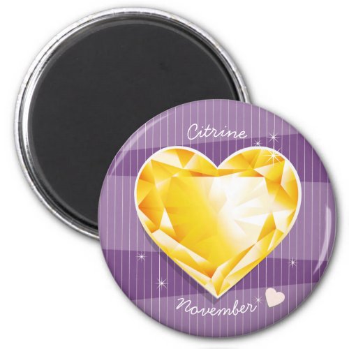 Birthstones November Citrine Golden yellow Heart Magnet