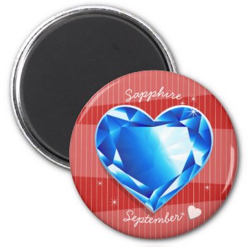 Birthstones September Sapphire Blue Heart Magnet by AMayeZeen at Zazzle