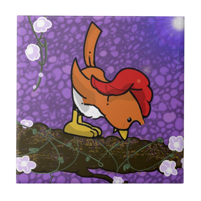 Birzy | On A Tree Branch Ceramic Tile (Front)
