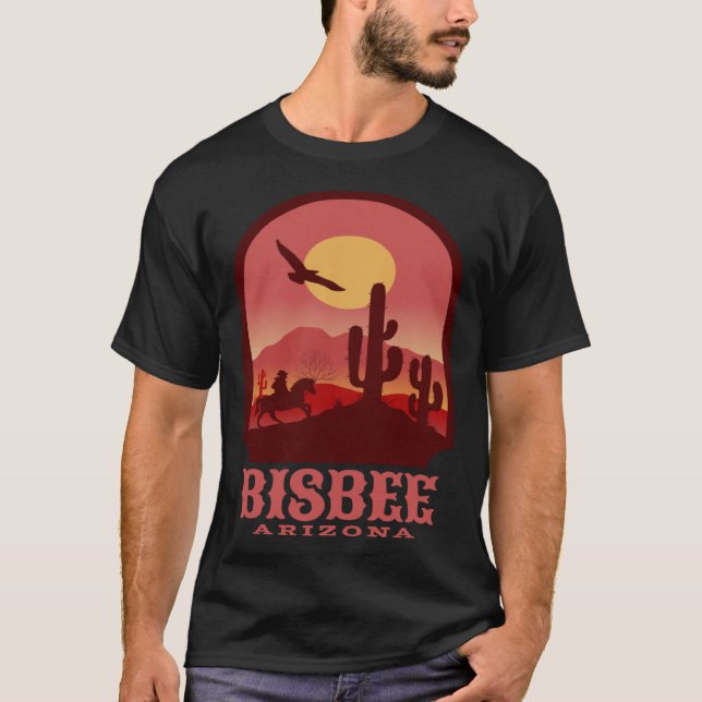 Bisbee Arizona Cacti and Sunset T-Shirt (Front)