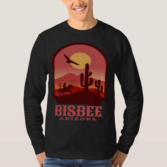 Bisbee Arizona Cacti and Sunset T-Shirt (Front)