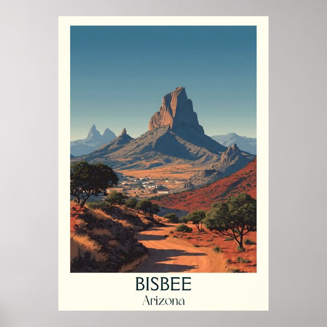 Bisbee Arizona Retro Travel Poster | Vintage Mount (Front)