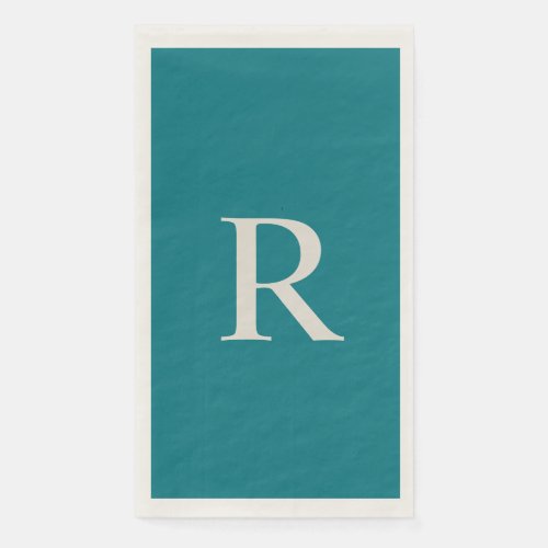 Biscay Bay Blue Trendy Monogrammed Paper Guest Paper Guest Towels