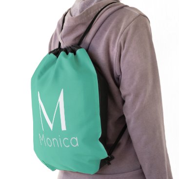 Biscay green - personalized drawstring bag