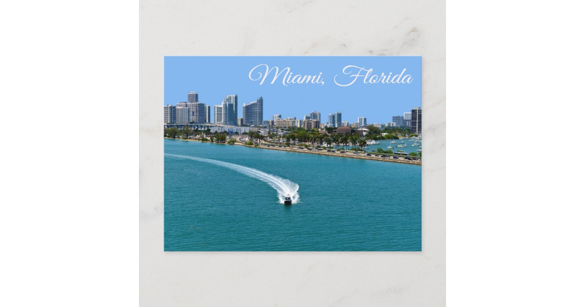 Miami Beach Skyline at Night Miami Florida Postcard 