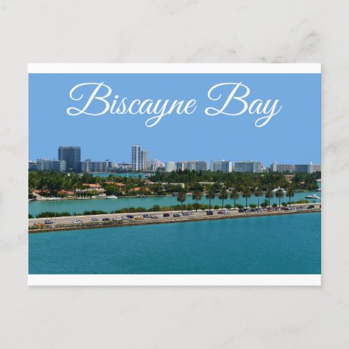 Biscayne Bay  Miami Beach Florida Travel Postcard