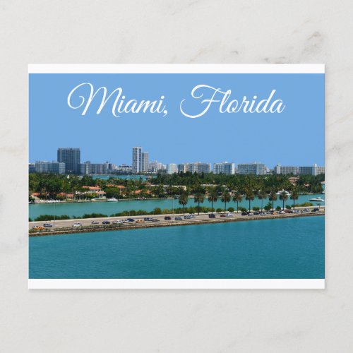 Biscayne Bay  Miami Beach Florida Travel Postcard