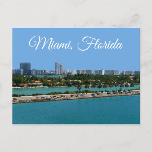 Biscayne Bay  Miami Beach Florida Travel Postcard