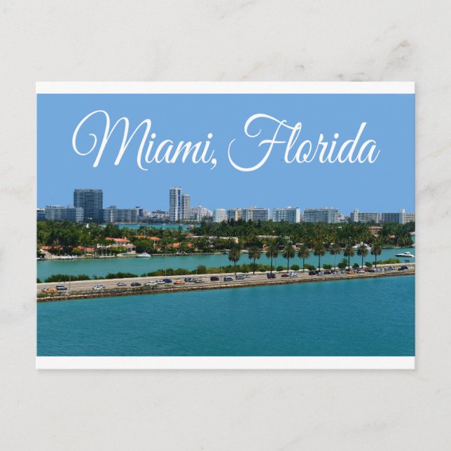 Biscayne Bay  Miami Beach Florida Travel Postcard (Front)