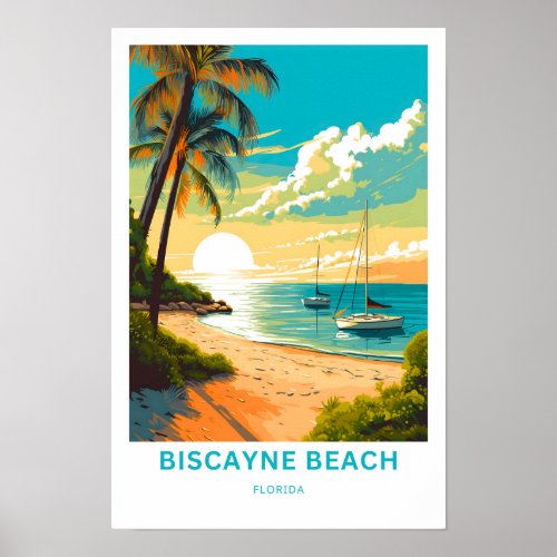 Biscayne Beach Florida Travel Print