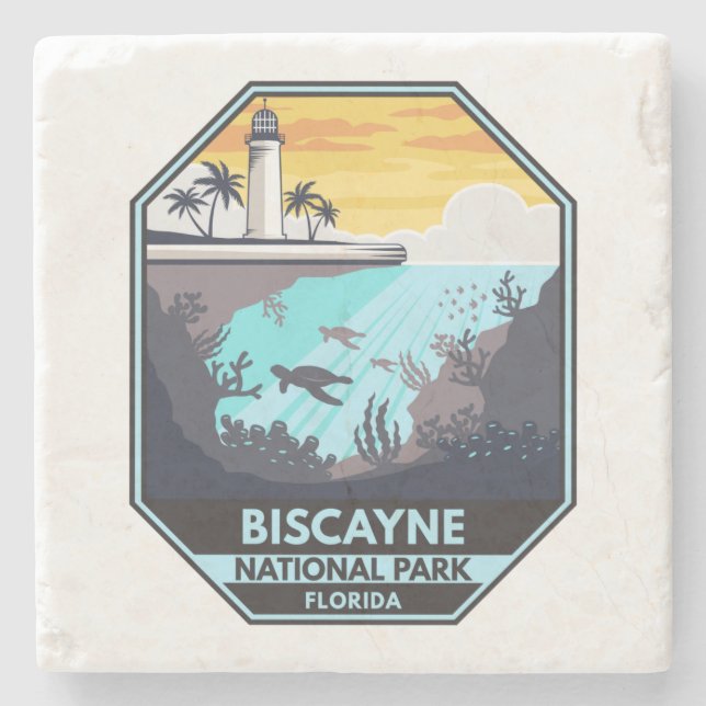 Biscayne National Park Florida Emblem Stone Coaster (Front)