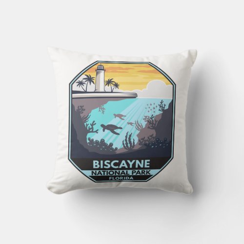 Biscayne National Park Florida Emblem Throw Pillow