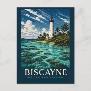 Biscayne National Park Florida Modern Woodblock Postcard