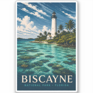 Biscayne National Park Florida Modern Woodblock Sticker