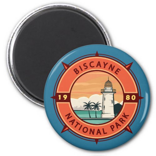 Biscayne National Park Retro Compass Emblem Magnet