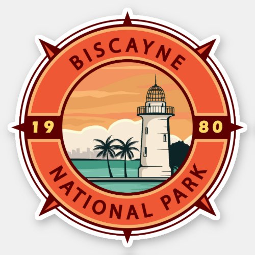 Biscayne National Park Retro Compass Emblem Sticker
