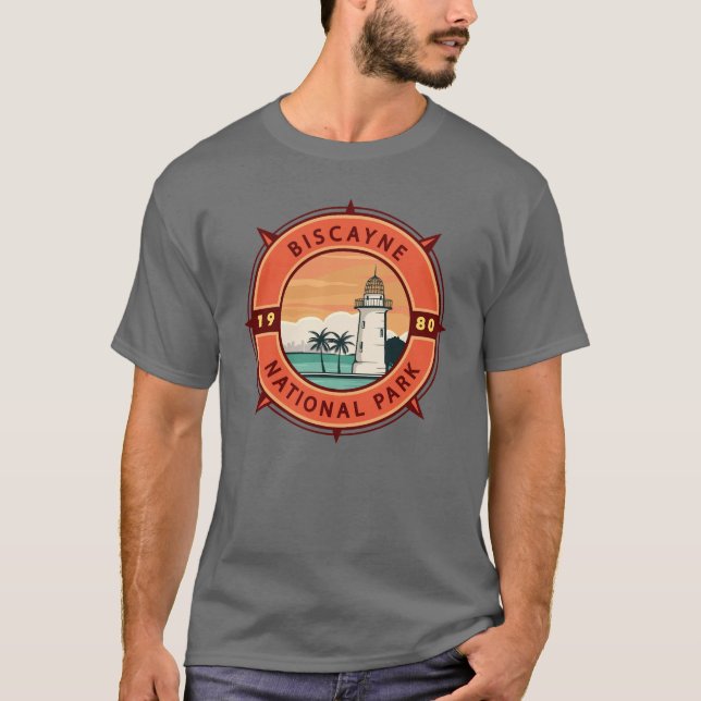 Biscayne National Park Retro Compass Emblem T-Shirt (Front)