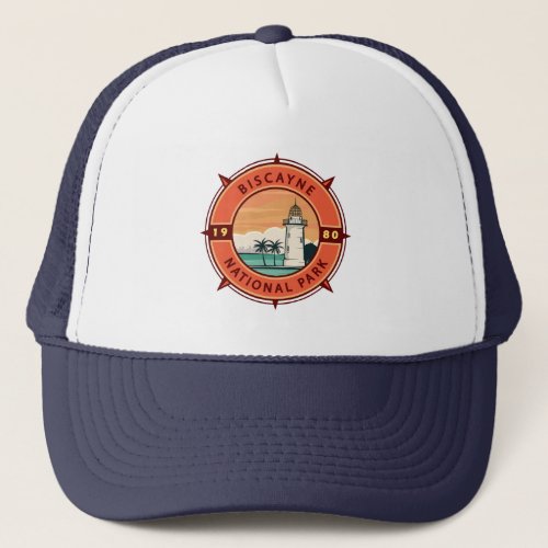 Biscayne National Park Retro Compass Emblem Trucker Hat