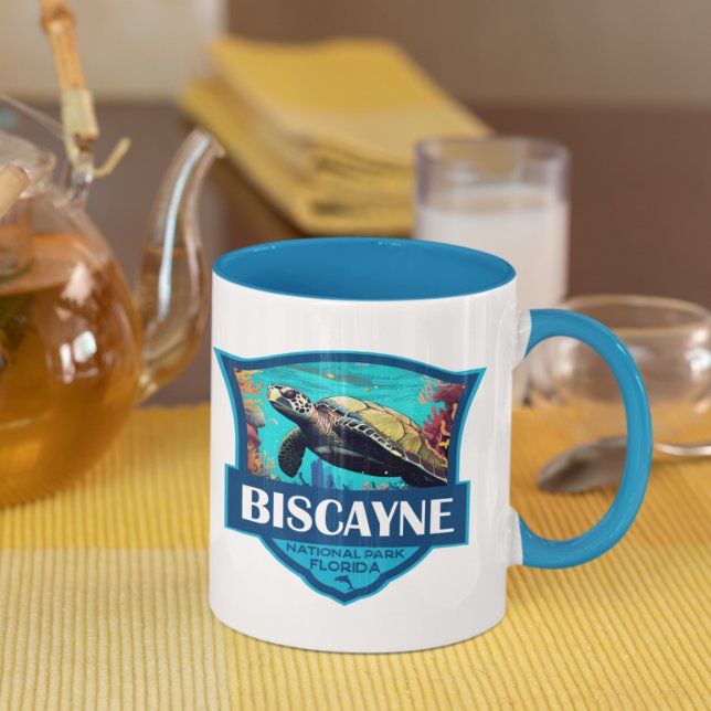 Biscayne National Park Turtle Illustration Retro Mug (Creator Uploaded)